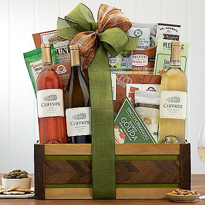 Cliffside Vineyards White Wine Trio: Gourmet Gift Basket